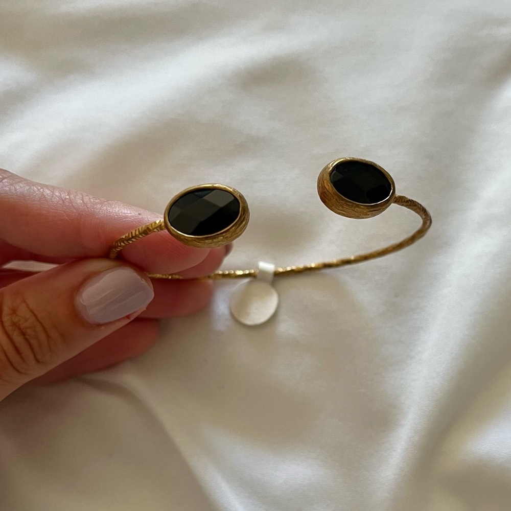 Turkish brass and black stone bracelet